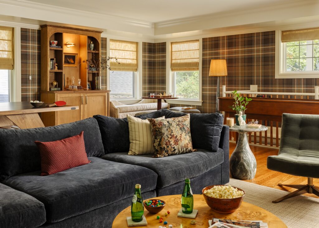 Cotswold-inspired living room in historic Cincinnati home