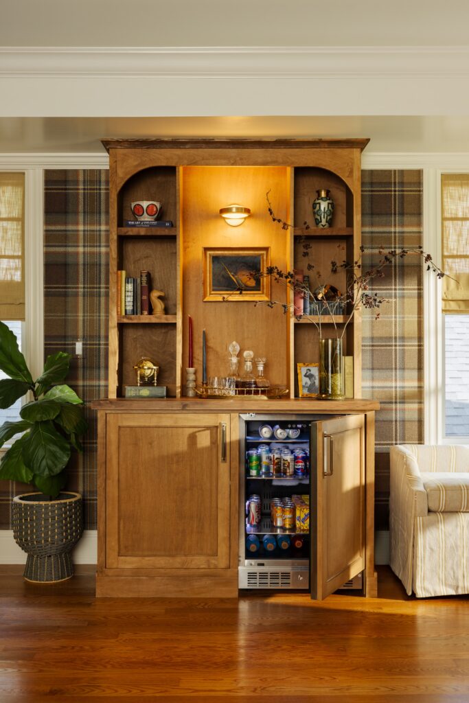 custom built-in with beverage fridge